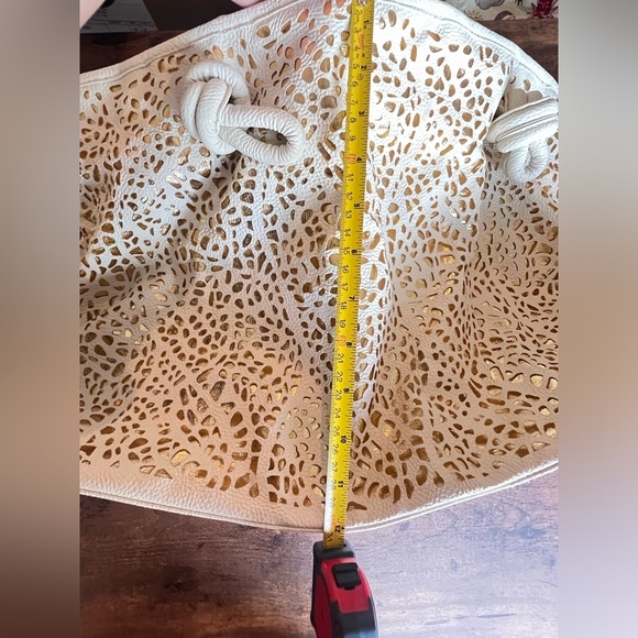 Vintage Braciano Purse - Bone with Gold Accents Zebra Interior - Picture 8 of 8